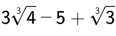 A LaTex expression showing 33-th root of 4 - 5 + 3-th root of 3