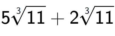 A LaTex expression showing 53-th root of 11 + 23-th root of 11