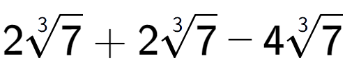 A LaTex expression showing 23-th root of 7 + 23-th root of 7 - 43-th root of 7