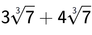 A LaTex expression showing 33-th root of 7 + 43-th root of 7