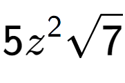 A LaTex expression showing 5{z} to the power of 2 square root of 7