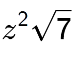 A LaTex expression showing {z} to the power of 2 square root of 7