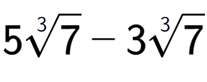 A LaTex expression showing 53-th root of 7 - 33-th root of 7