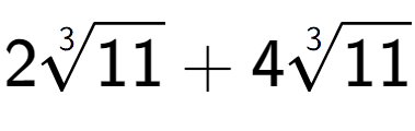 A LaTex expression showing 23-th root of 11 + 43-th root of 11