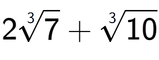 A LaTex expression showing 23-th root of 7 + 3-th root of 10