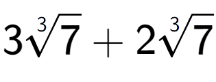 A LaTex expression showing 33-th root of 7 + 23-th root of 7