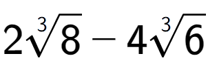 A LaTex expression showing 23-th root of 8 - 43-th root of 6