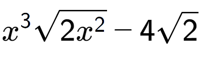 A LaTex expression showing {x} to the power of 3 square root of 2{x to the power of 2 } - 4square root of 2