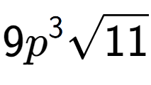 A LaTex expression showing 9{p} to the power of 3 square root of 11