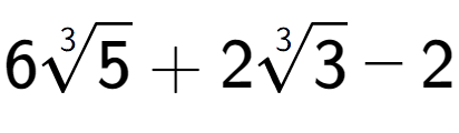 A LaTex expression showing 63-th root of 5 + 23-th root of 3 - 2