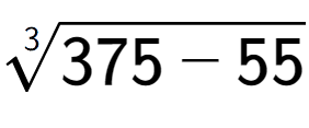 A LaTex expression showing 3-th root of 375 - 55