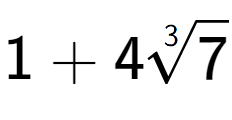 A LaTex expression showing 1 + 43-th root of 7