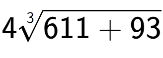 A LaTex expression showing 43-th root of 611 + 93