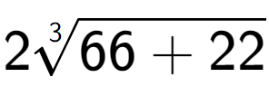 A LaTex expression showing 23-th root of 66 + 22