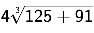 A LaTex expression showing 43-th root of 125 + 91