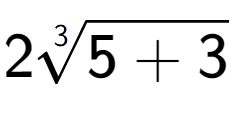 A LaTex expression showing 23-th root of 5 + 3