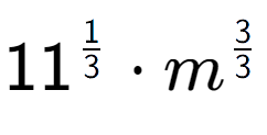 A LaTex expression showing 11 to the power of 1 over 3 times {m} to the power of 3 over 3