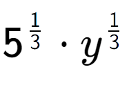 A LaTex expression showing 5 to the power of 1 over 3 times y to the power of 1 over 3