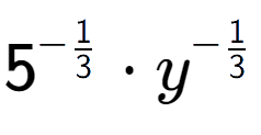 A LaTex expression showing 5 to the power of -1 over 3 times y to the power of -1 over 3