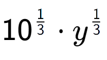 A LaTex expression showing 10 to the power of 1 over 3 times y to the power of 1 over 3