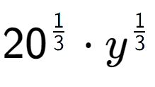 A LaTex expression showing 20 to the power of 1 over 3 times y to the power of 1 over 3