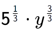 A LaTex expression showing 5 to the power of 1 over 3 times {y} to the power of 3 over 3