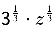 A LaTex expression showing 3 to the power of 1 over 3 times z to the power of 1 over 3