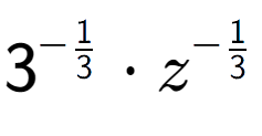 A LaTex expression showing 3 to the power of -1 over 3 times z to the power of -1 over 3