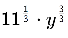 A LaTex expression showing 11 to the power of 1 over 3 times {y} to the power of 3 over 3