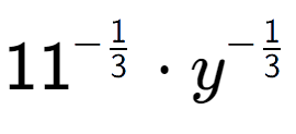 A LaTex expression showing 11 to the power of -1 over 3 times y to the power of -1 over 3