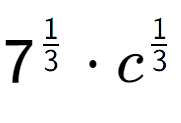 A LaTex expression showing 7 to the power of 1 over 3 times c to the power of 1 over 3