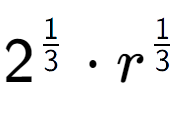 A LaTex expression showing 2 to the power of 1 over 3 times r to the power of 1 over 3