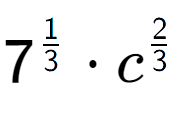 A LaTex expression showing 7 to the power of 1 over 3 times {c} to the power of 2 over 3