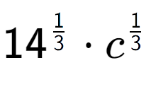 A LaTex expression showing 14 to the power of 1 over 3 times c to the power of 1 over 3