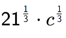 A LaTex expression showing 21 to the power of 1 over 3 times c to the power of 1 over 3