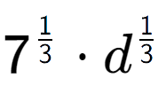 A LaTex expression showing 7 to the power of 1 over 3 times d to the power of 1 over 3