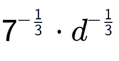 A LaTex expression showing 7 to the power of -1 over 3 times d to the power of -1 over 3