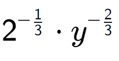 A LaTex expression showing 2 to the power of -1 over 3 times {y} to the power of -2 over 3