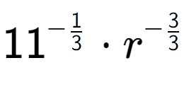 A LaTex expression showing 11 to the power of -1 over 3 times {r} to the power of -3 over 3