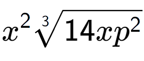 A LaTex expression showing {x} to the power of 2 3-th root of 14x{p to the power of 2 }