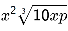 A LaTex expression showing {x} to the power of 2 3-th root of 10xp