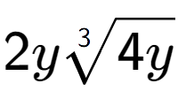 A LaTex expression showing 2y3-th root of 4y