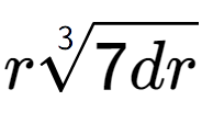 A LaTex expression showing r3-th root of 7dr