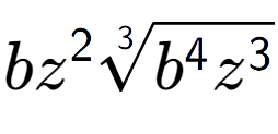A LaTex expression showing b{z} to the power of 2 3-th root of {b to the power of 4 {z} to the power of 3 }