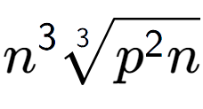 A LaTex expression showing {n} to the power of 3 3-th root of {p to the power of 2 n}