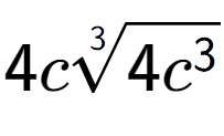 A LaTex expression showing 4c3-th root of 4{c to the power of 3 }