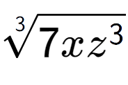 A LaTex expression showing 3-th root of 7x{z to the power of 3 }