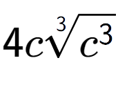 A LaTex expression showing 4c3-th root of {c to the power of 3 }