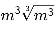 A LaTex expression showing {m} to the power of 3 3-th root of {m to the power of 3 }