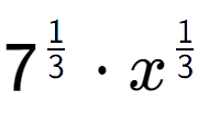 A LaTex expression showing 7 to the power of 1 over 3 times x to the power of 1 over 3